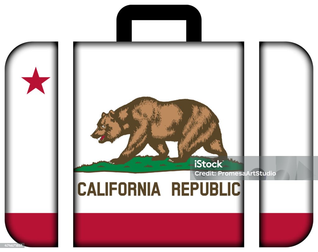 Suitcase with California State Flag Flags Lightbox: Bag Stock Photo