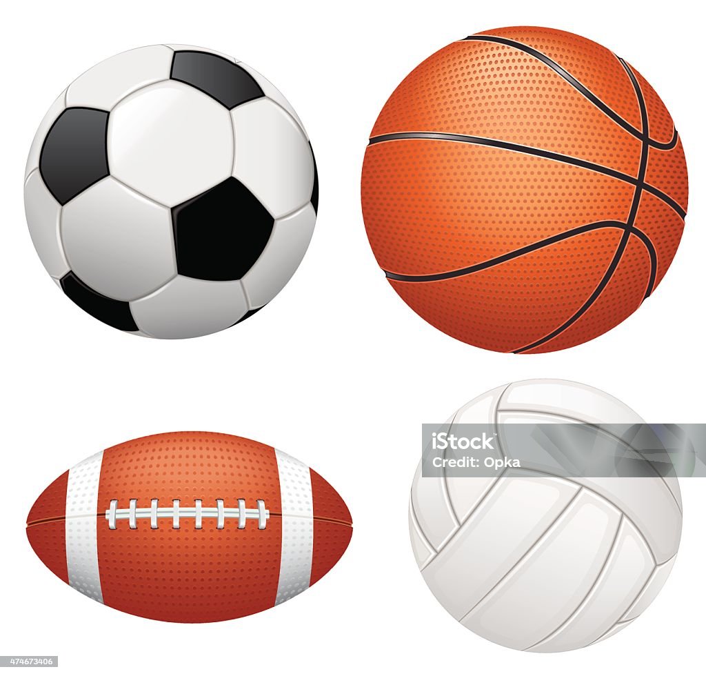 Sport Bälle auf weißem Hintergrund - Lizenzfrei Fußball-Spielball Vektorgrafik