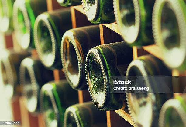 Stacked Of Old Wine Bottles Stock Photo - Download Image Now - Alcohol Abuse, Barrel, Celebration