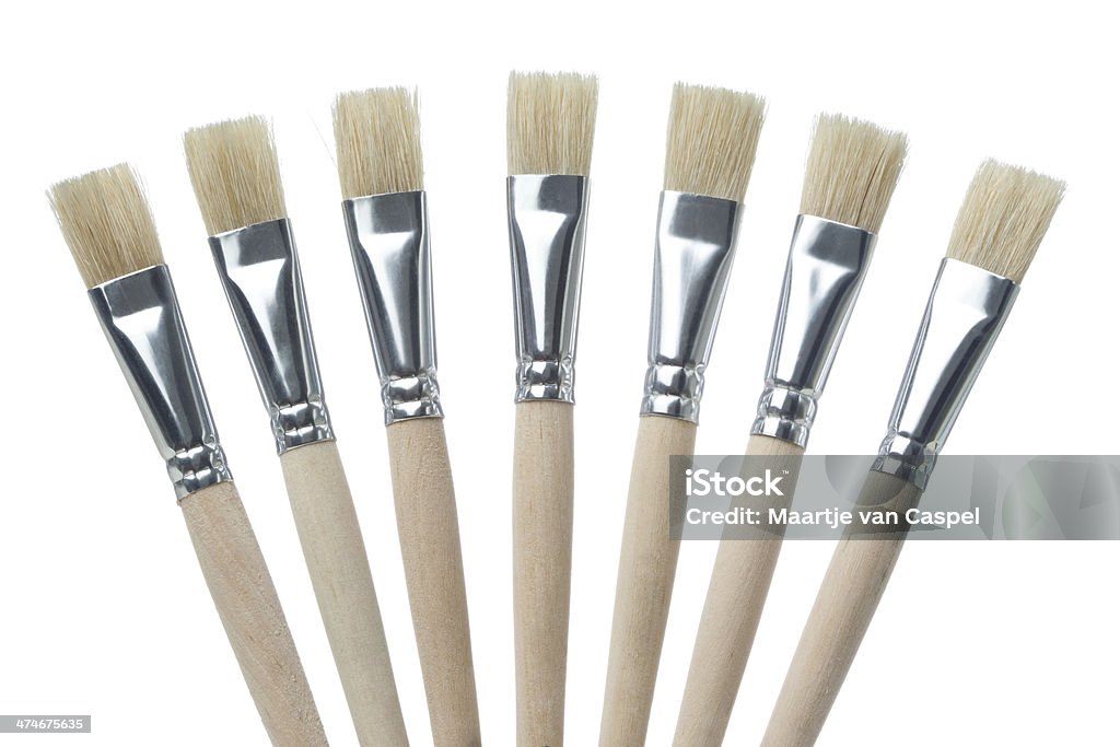 Sete Limpar Paintbrushes em formato de leque, isolada - Foto de stock de Leque royalty-free