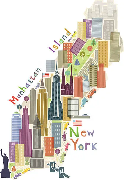 Vector illustration of Manhattan Island illustration