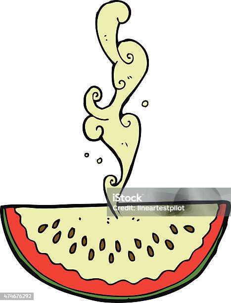 Cartoon Squirting Watermelon Stock Illustration - Download Image Now - 2015, Doodle, Food