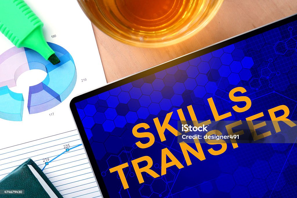 Words Skills Transfer on the tablet and charts. Words Skills Transfer on the tablet and charts. Business concept. 2015 Stock Photo