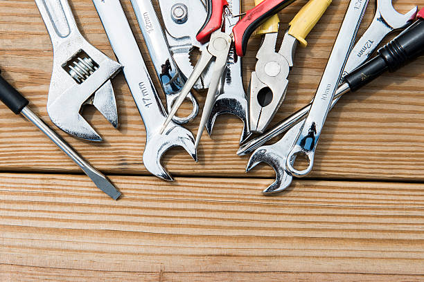istock tool renovation on grunge wood 474686412