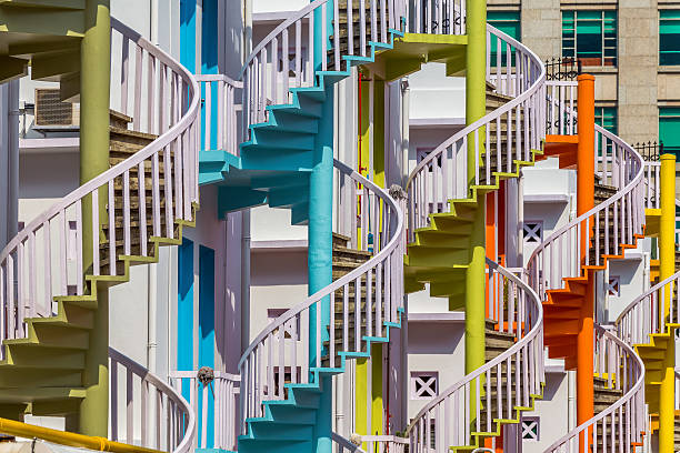 istock Colorful spiral stairs 474688838