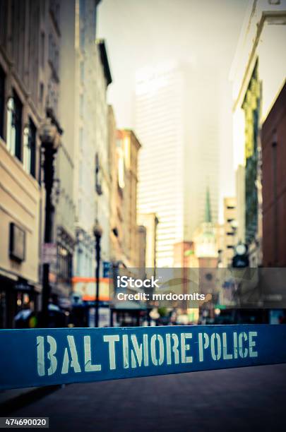 Baltimore Police Barrier Stock Photo - Download Image Now - Baltimore - Maryland, Police Force, Crime