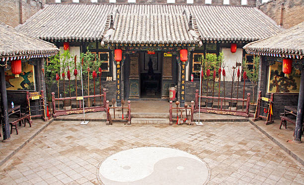 Ornamental courtyard of a historical house in Pingyao, China stock photo