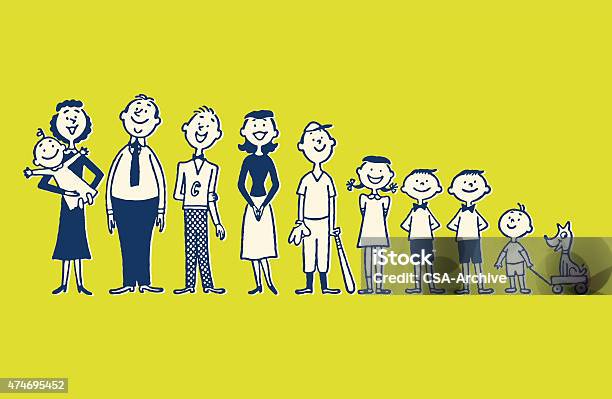 Large Family Stock Illustration - Download Image Now - Family, Illustration, Child