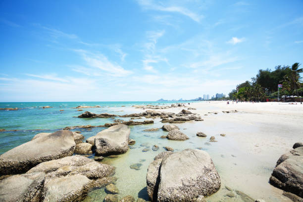 Rocks in the shallow sea at Ko Phangan Island, Thailand.