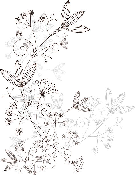 Kwiatowy wzór, Ozdoba, ilustracja wektorowa trawiastych – artystyczna grafika wektorowa