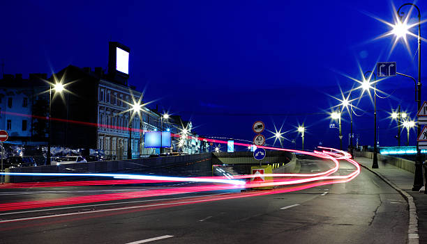 istock movement at night on the town road junction 474701194