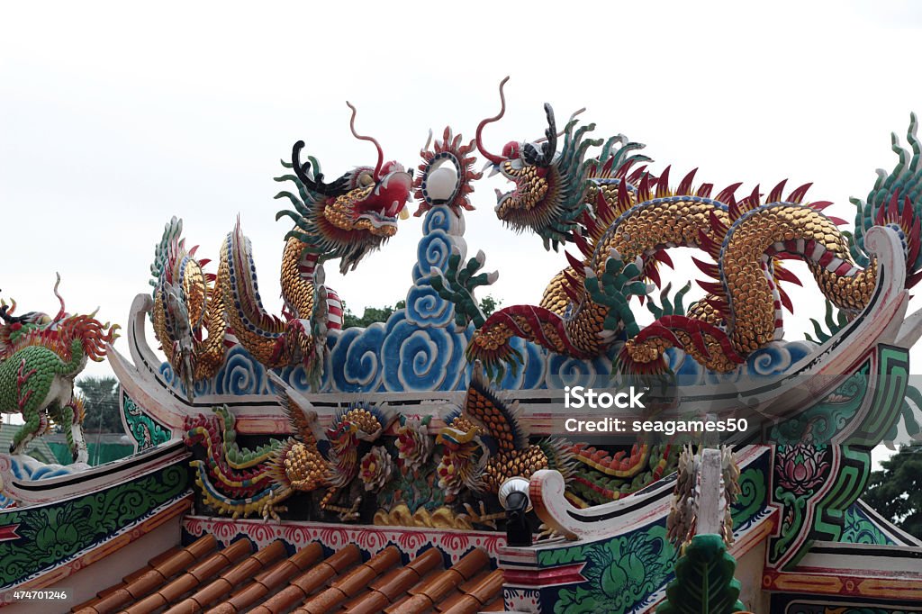 Dragon statue on the roof 2015 Stock Photo