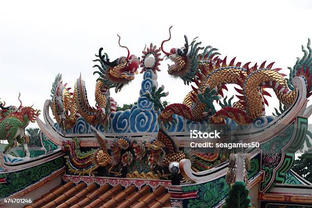 Dragon Statue On The Roof Stock Photo - Download Image Now - 2015, Animal, Beach