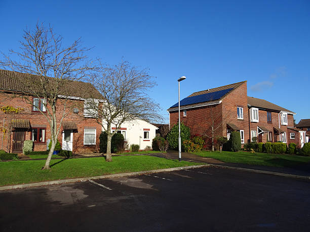istock Image of modern housing estate with red-brick houses / angular roofs 474702302