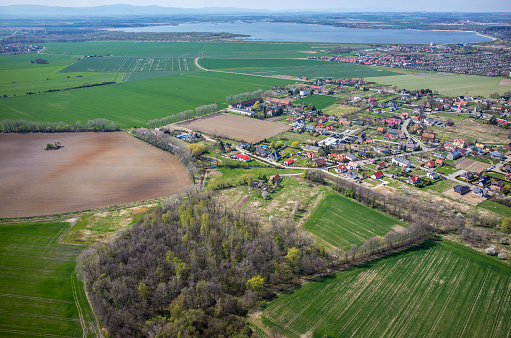 Aerial view of the lake and city of Nysa Poland