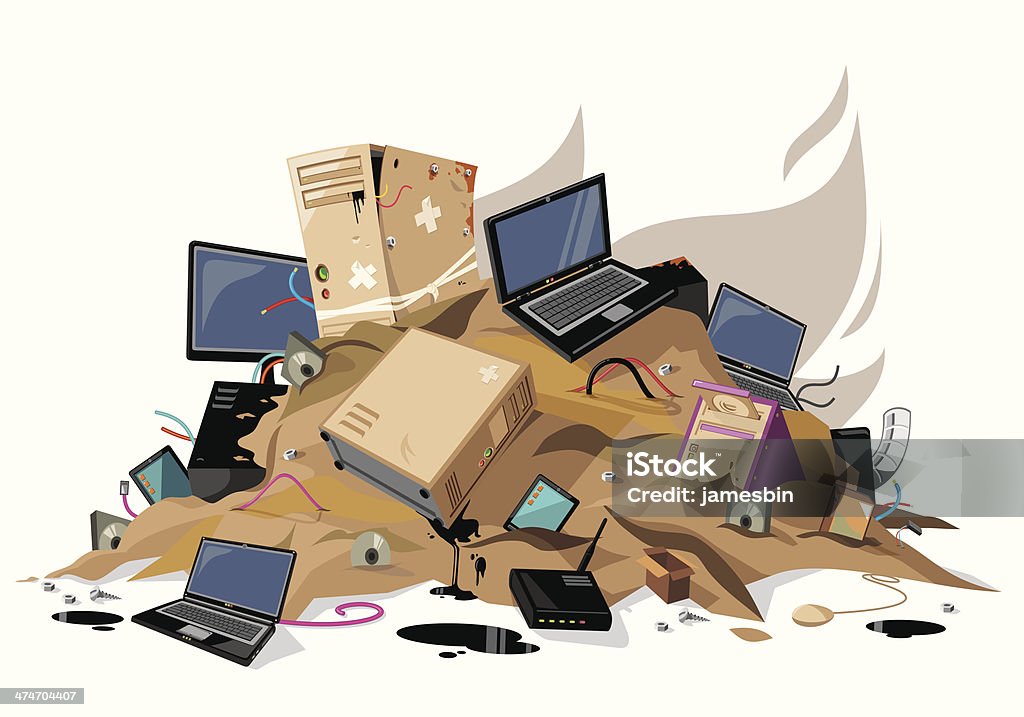 Rubbish Computer Graphics Computers Waste Stock Illustration - Download Image Now - Computer, E ...