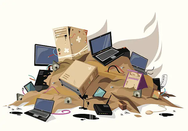 Vector illustration of Computers waste