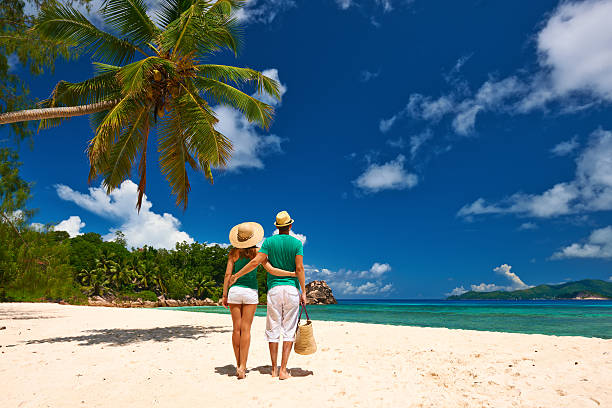 istock Couple on a beach at Seychelles 474705084