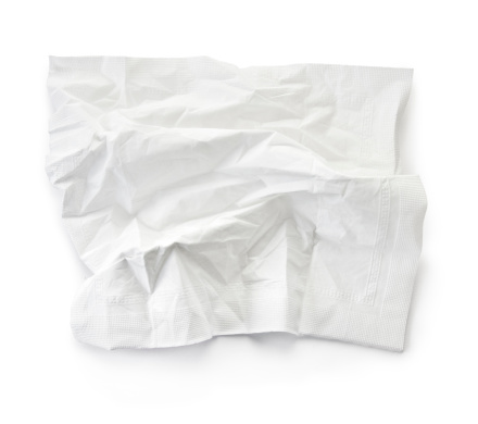 crumpled tissue, clipping path included