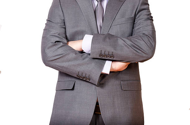 business man in a grey suit stock photo