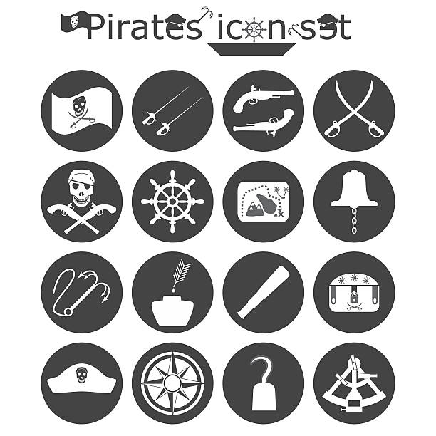 Pirates icon set vector art illustration