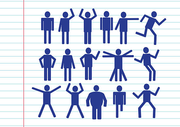 Two little men with raised hands on isolated background, human icon. 3D pkndering illustration