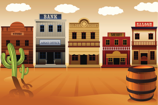 A vector illustration of old western town