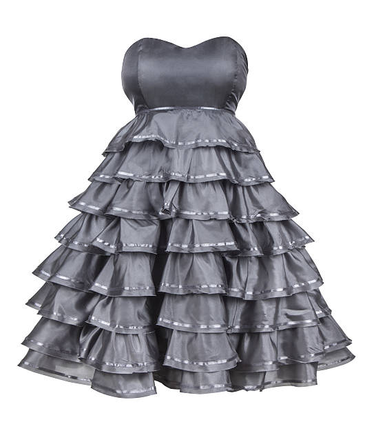istock gray strapless dress with a fluffy skirt 474709948