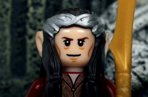 Vancouver, Canada - December 15, 2013: A Lego toy of Elrond Half Elven from The Lord of the Rings and The Hobbit. Elrond is the lord of Rivendell and the son of Eärendil and Elwing.