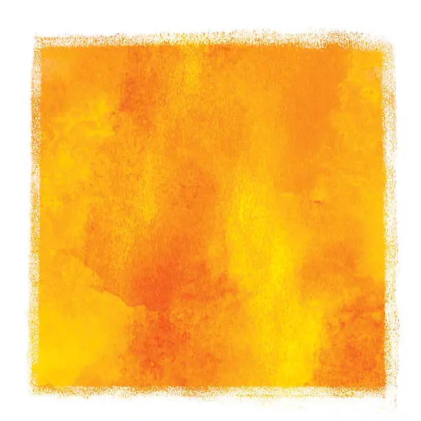 Vector illustration of Watercolor square yellow, orange paint stain
