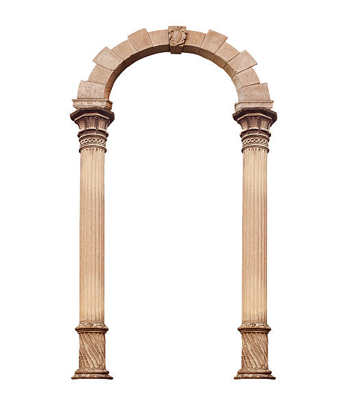 istock Beautiful antique arch isolated on white background 474714790
