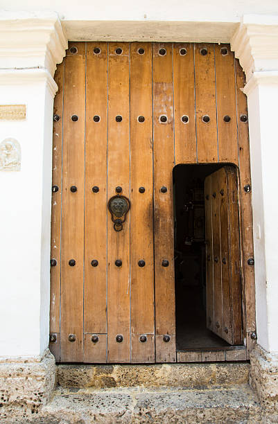 The ornate and historic doors of Cartagena's colorful old city streets.
