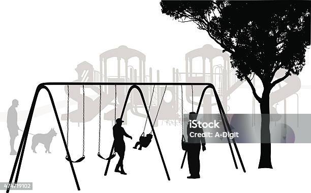 Ilustración de Columpiarse y más Vectores Libres de Derechos de Familia - Familia, Parque infantil, Silueta