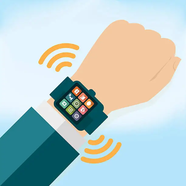 Vector illustration of Smart Watch with Flat Design Icons