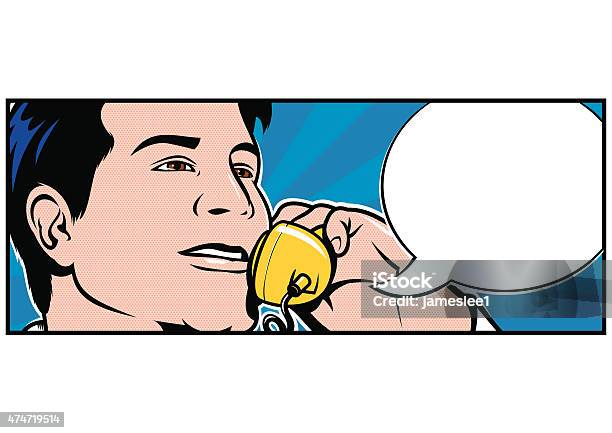 Ilustración de Hombre Hablando Por Teléfono y más Vectores Libres de Derechos de Cómic - Cómic, Estilo manga, Usar el teléfono