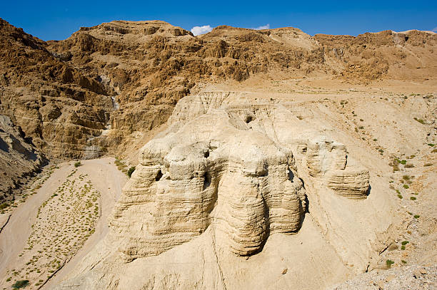 Scrolls cave of Qumran The scrolls cave of Qumran in Israel where the dead sea scrolls have been found dead sea scrolls stock pictures, royalty-free photos & images
