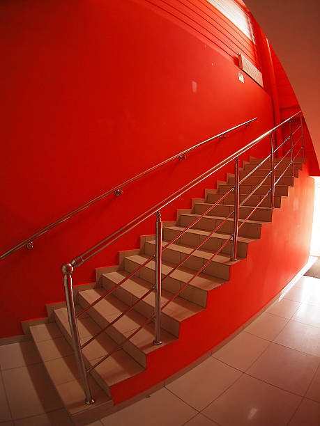 istock The staircase to the second floor inside the building 474720478
