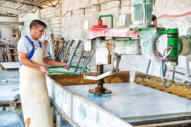 istock Male Worker on Marble or Granite Bevel 474722507