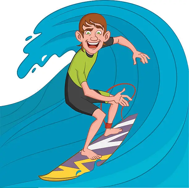 Vector illustration of Surfer on a wave. Серфер на волне.