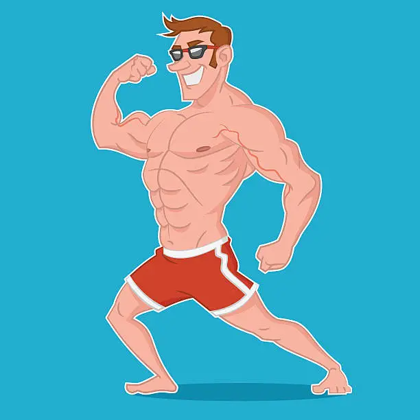 Vector illustration of bodybuilder posing. культурист позирует.