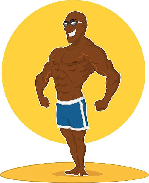 Vector illustration of muscular man posing. мускулистый мужчина позирует.