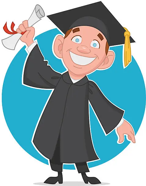 Vector illustration of graduate with a diploma. выпускник с дипломом.