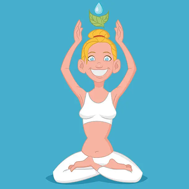 Vector illustration of girl in lotus position. Девушка в позе лотоса.