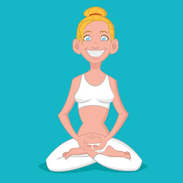 Vector illustration of girl in lotus position. Девушка в позе лотоса.