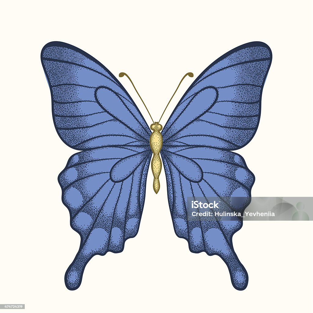 beautiful butterfly in pastel colors in graphic style Old-fashioned stock vector