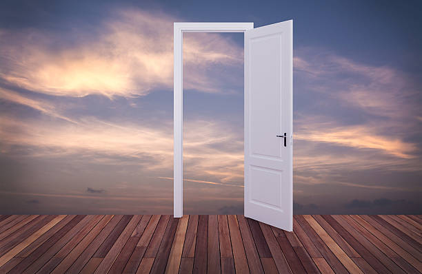 istock sky behind the opening door,3D 474724584