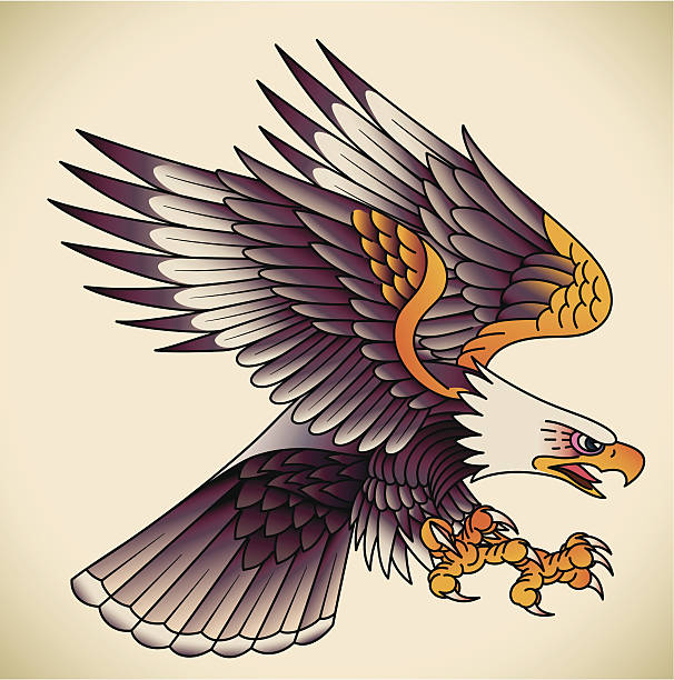 Eagle Oldschool Tattoo Stock Illustration - Download Image Now - Tattoo,  Eagle - Bird, Sailor - iStock