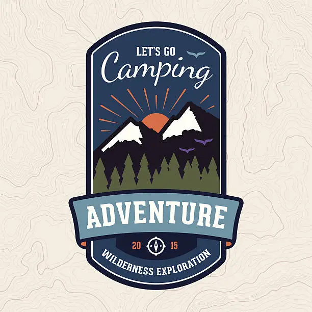 Vector illustration of Camping adventure badge emblem