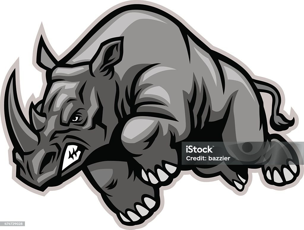 Charger rhino - clipart vectoriel de Rhinocéros libre de droits