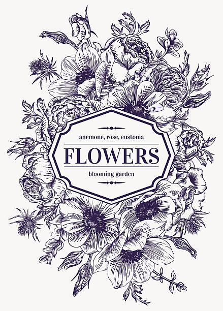 웨딩 카드 꽃. - frame flower ornamental garden beauty in nature stock illustrations